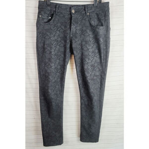 KREEPSVILLE 666 "SCAREWEAR" SKULL PRINT BLACK DENIM JEANS, SZ 34